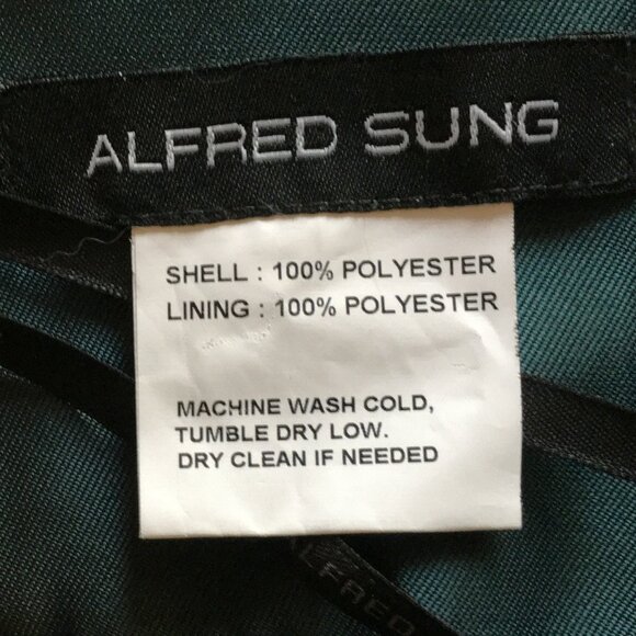 ALFRED SUNG Open Neckline Cutout Satin Twill A-Line Gown w/Pockets in Evergreen - Picture 7 of 11